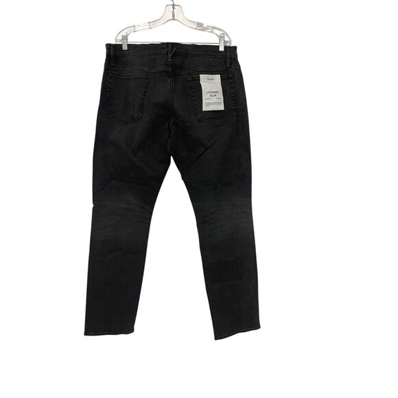Frame L Homme Slim Fit Jeans Mens Size 38 Black Denim Mid Rise Vaporize NWT - Picture 2 of 12